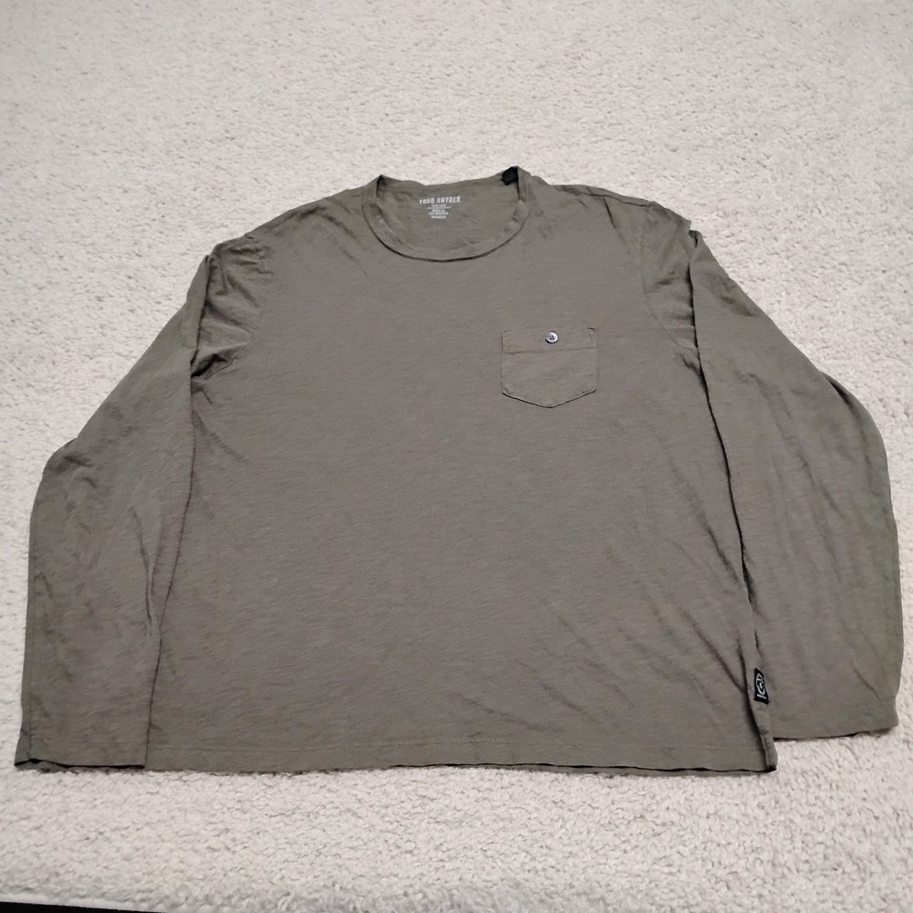 Todd Snyder Shirt Mens XL Green Slub Cotton Long Sleeve Pocket Tee Designer USA